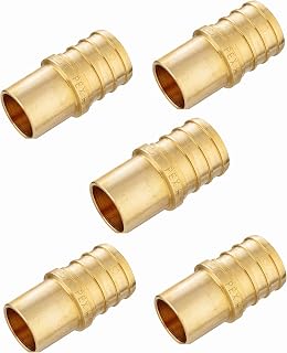 5-Pack EFIELD Pex Barb Crimp Brass Fittings 1" x 3/4" Male Sweat Copper Adapter (Inside Copper Tube), ASTM F1807 (5)
