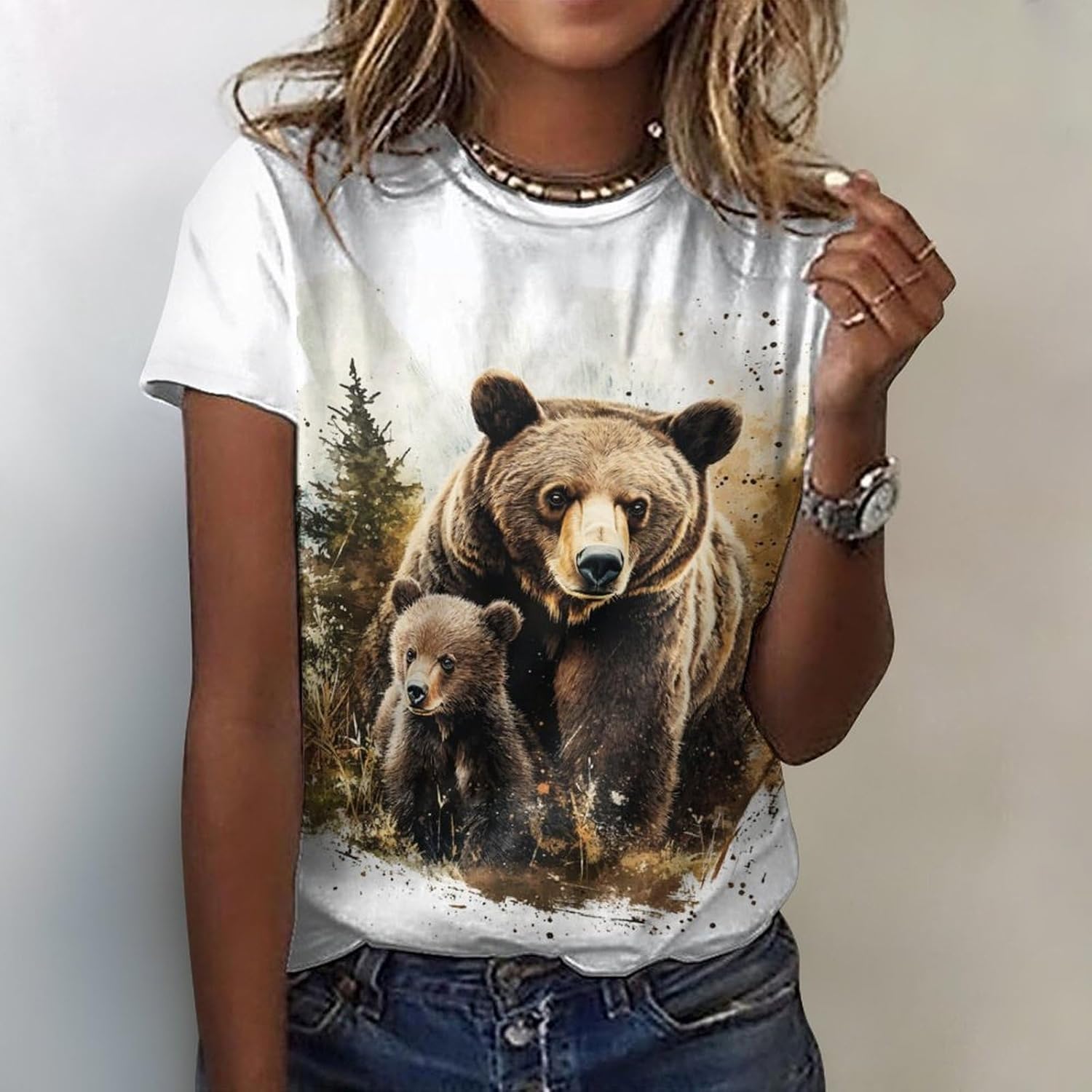 Mothers Day Shirt Animals Print Funny Casual Soft Comfy Short Sleeve Cotton Oversized Mama Daughter Matching Shirts - Image 2