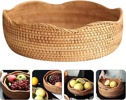 Miniatura 2 de KIFRAL Fruit Basket. 1Pc Wicker Storage Basket For Fruit Snack Bread Candy Dessert Biscuit