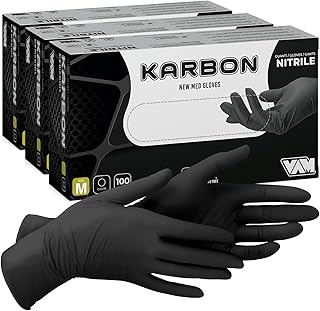 300 guantes negros de nitrilo desechables no estériles sin látex ni talco para pieles sensibles, color negro, talla M