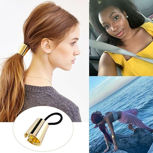 Miniatura 7 de 2 unidades de bandas elásticas de metal para el cabello, bandas elásticas para el cabello, coleta de caballo, hebillas, accesorios para envolver el