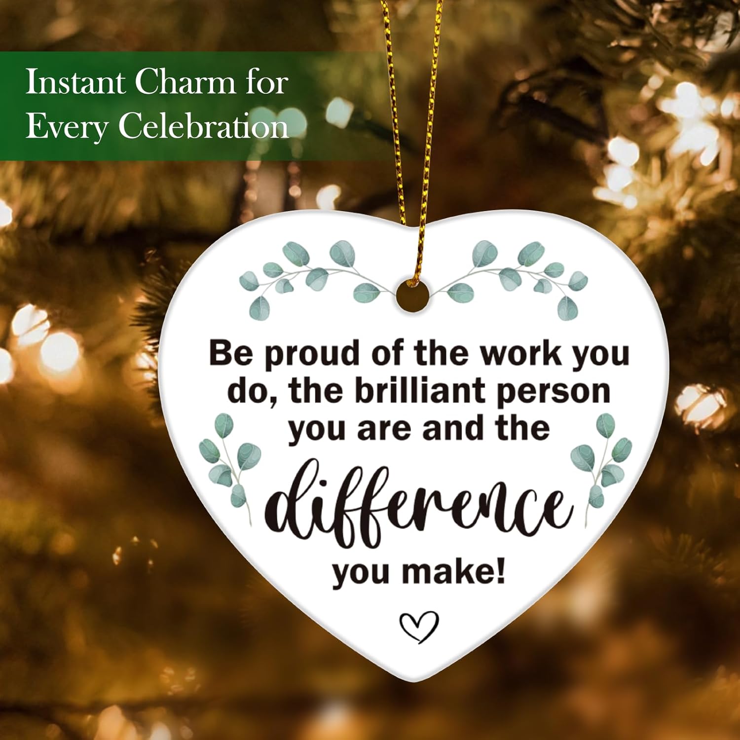 Retirement Gifts for Women Men, Retired Eucalyptus Ornaments Gifts for Coworker, Boss, Friends, Never Underestimate The Difference You Made Ceramics Christmas Ornaments - Image 2