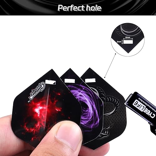 Miniatura 4 de CyeeLife Accesorio de dardos: herramienta de perforación de agujero de vuelo con 100 anillos de metal (acero y punta blanda) (negro)