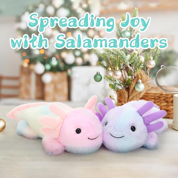 MaoGoLan 3 Pcs Axolotl Plush, Glow in the Dark Axolotl Stuffy Set | 12 Inch Tie Dye Salamander Set for Kids Girls Boys, Party Favors Classroom Prizes Birthday Gifts, Soft Sensory Plushies