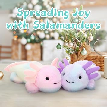 MaoGoLan 3 Pcs Axolotl Plush, Glow in the Dark Axolotl Stuffy Set | 12 Inch Tie Dye Salamander Set for Kids Girls Boys, Party Favors Classroom Prizes Birthday Gifts, Soft Sensory Plushies