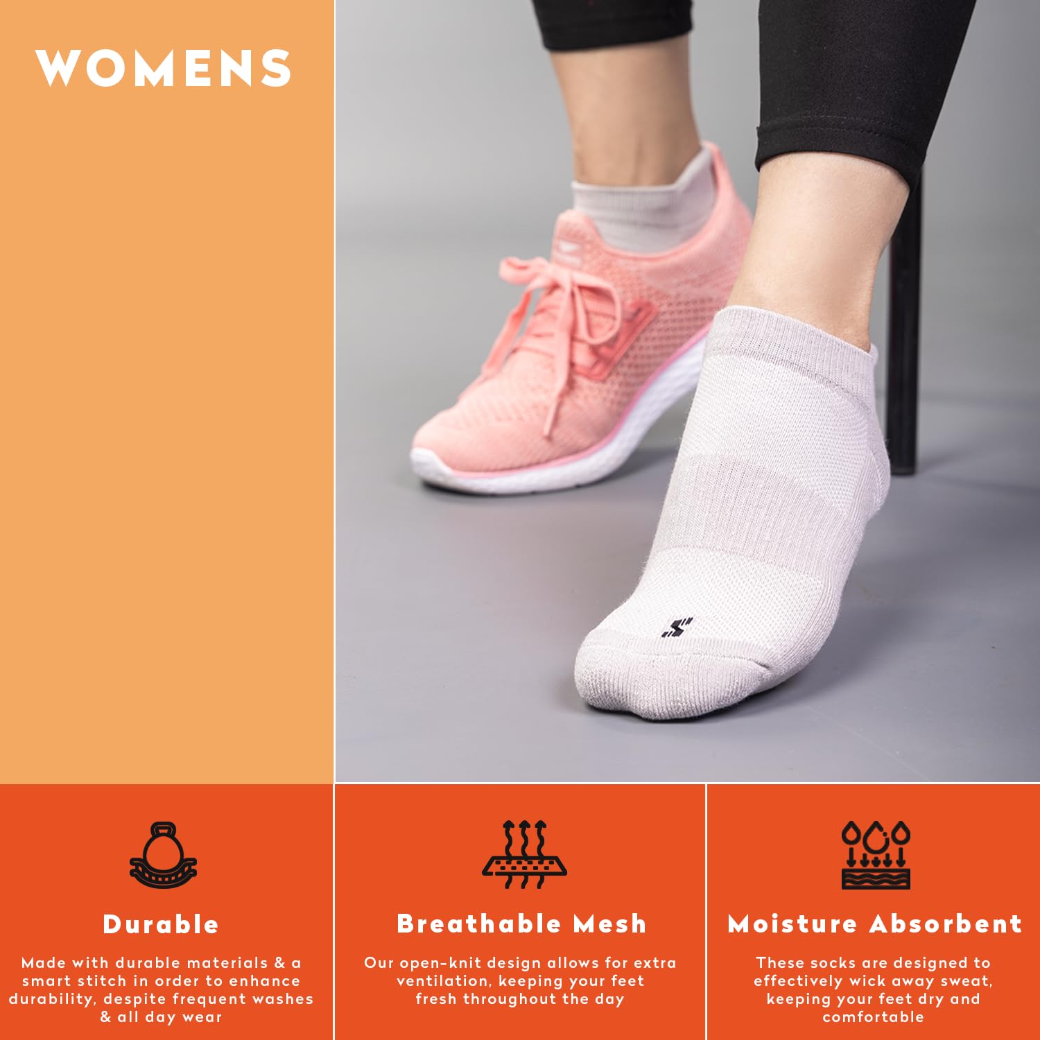 Supersox Ankle Sports Socks for Women, Made With Breathable, Anti Odour & Moisture Absorbent Cotton with Durable Welt & Cushioned Bottom (Pack of 3) (IN, Alpha, Free Size, Multicolor) 3