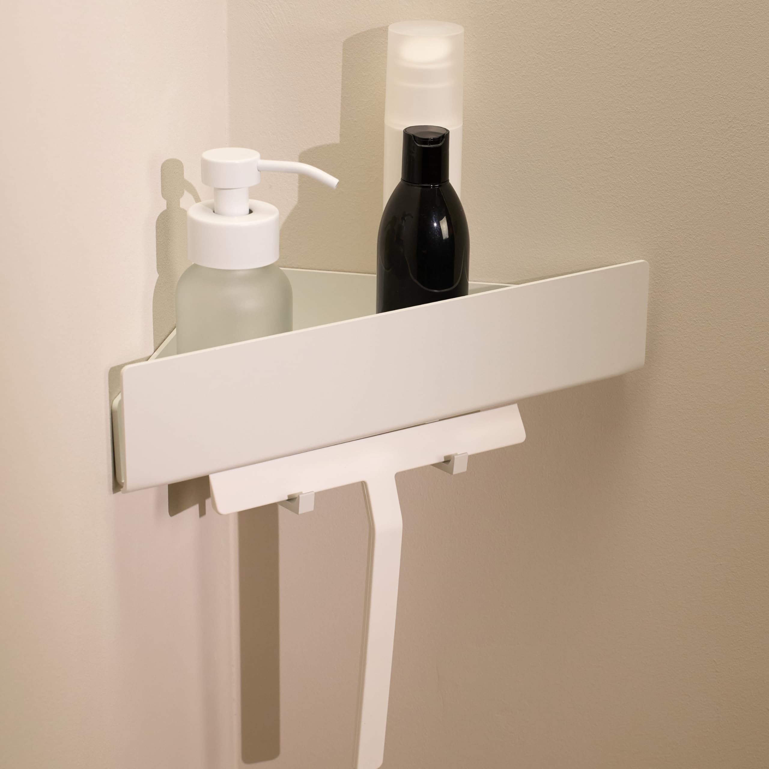 Designfabrik Hamburg Matt White Designfactory Hamburg Shower Caddy | Bathroom Corner Shelf No Drilling | Adhesive Organiser | Bathroom Storage Rack | Wall Mounted Shelves | Bathroom Accessory | Triangular |