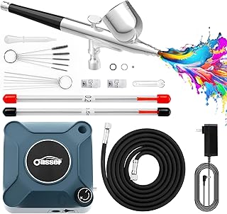 Oasser Airbrush Kit with Air Compressor, Dual Action 40 PSI 10.5 L/min Airbrush Set