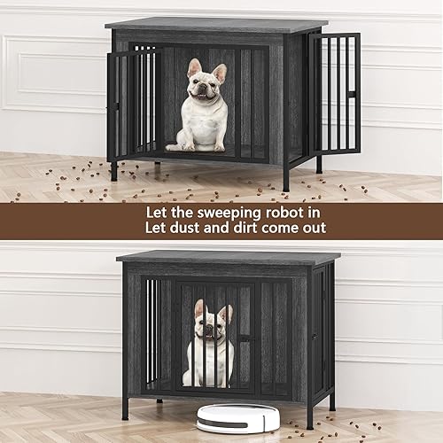 Miniatura 84 de EasyCom - Mueble jaula para 1 o 2 perros, individual o doble, resistente jaula para interiores, base para televisión, grande, 78.74 pulgadas