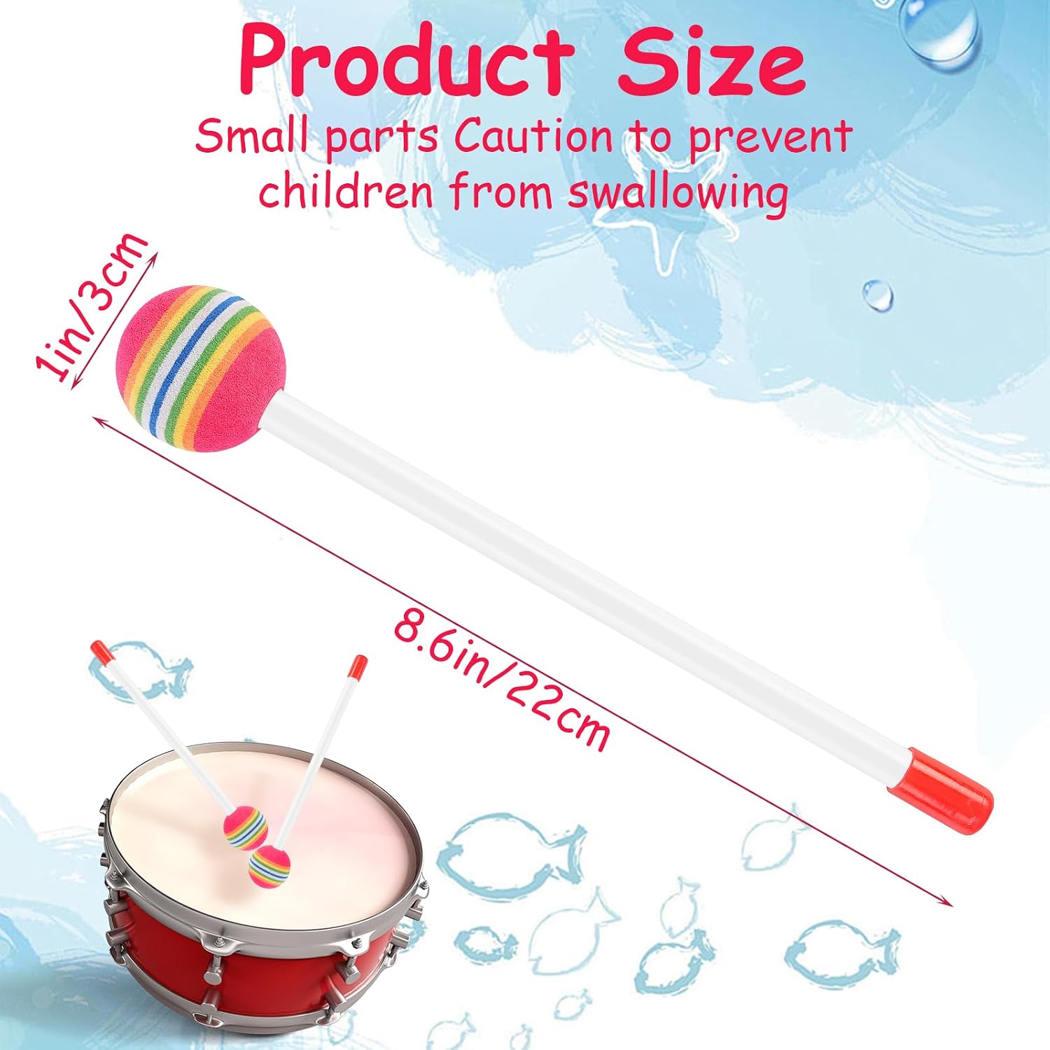 6 Pieces Rainbow Lollipop Drumsticks, Stick Soft Lollipop Drum, Soft Foam Head Percussion Mallets, Round Felt Drum Sticks Plastic Drum Sticks for Kids and Adults Musical Instrument Accessories image 2