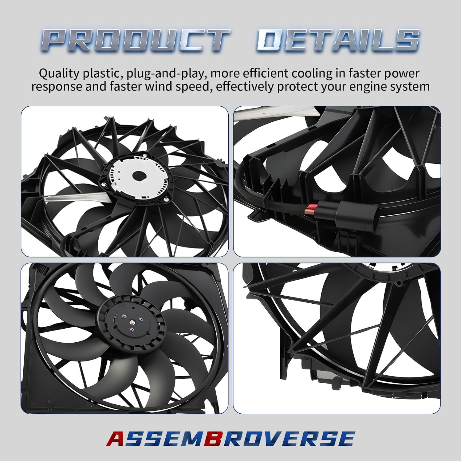 Radiator Cooling Fan Assembly Compatible with X3 2004-2010 2.5L 3.0L L6 Replace 17113415181 17113442089 BM3115135 with Brushless Motor