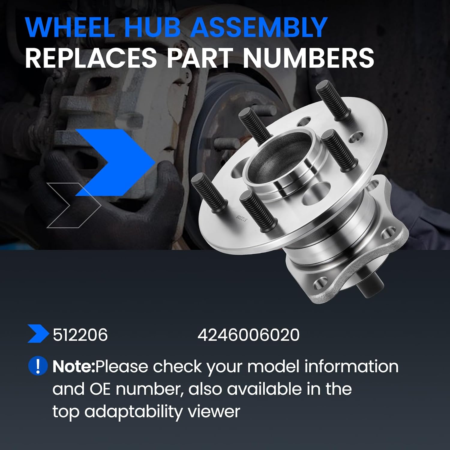512206 Rear Wheel Bearing and Hub Assembly Compatible with Lexus ES300 ES330 ES350, Compatible with Toyota Avalon Camry Highlander, 1PCS