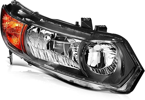Miniatura 9 de SCITOO Faros delanteros para Honda Civic 2 puertas Coupé 2006-2011 faros negros carcasa ámbar reflector lente transparente lado conductor y pasajero