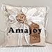 Amajoy Vintage Rustic Burlap Lace Wedding Ring Pillow 7.5 inch x 7.5 inch