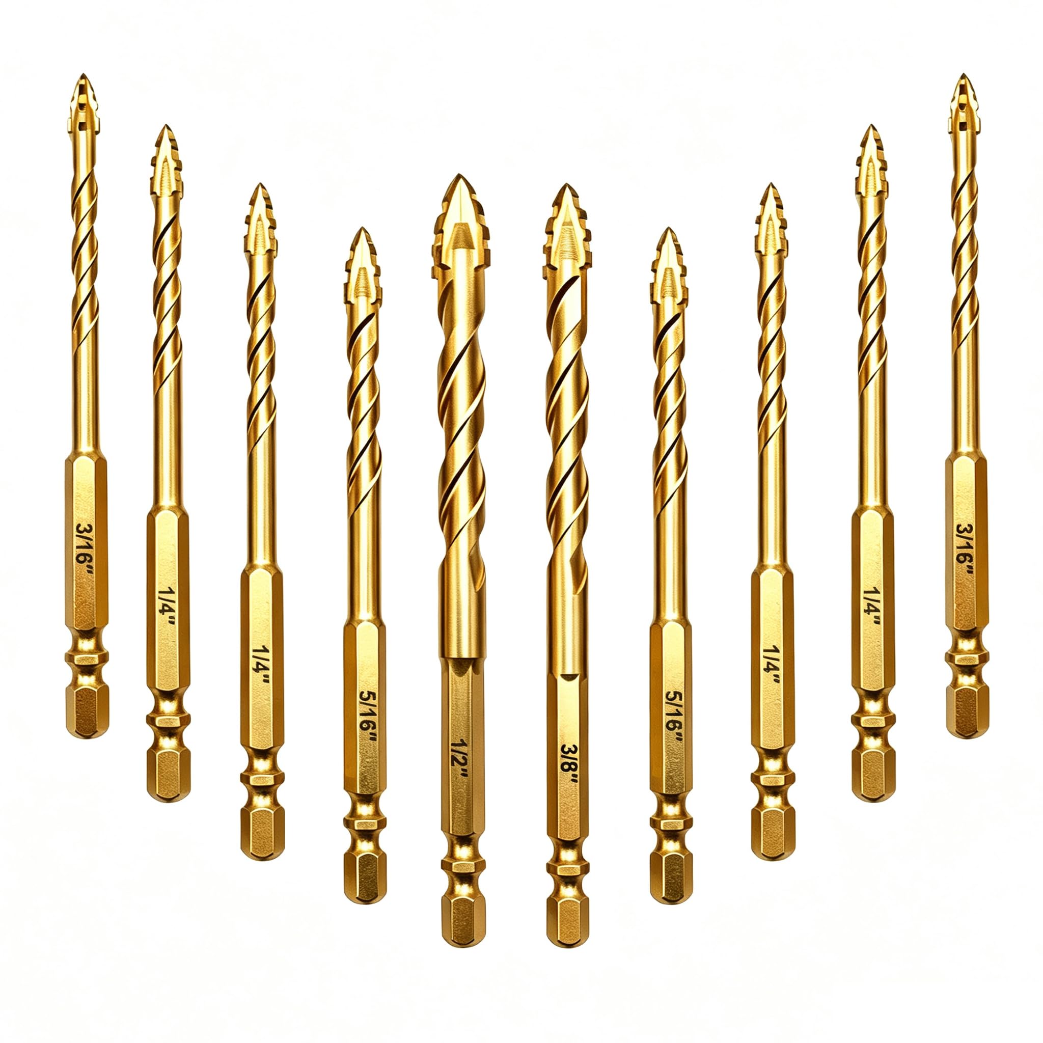 FEWELL Masonry Drill Bits - 10 Pcs Set -8 FEWELL Masonry Drill Bits - 10 Pcs Set -8