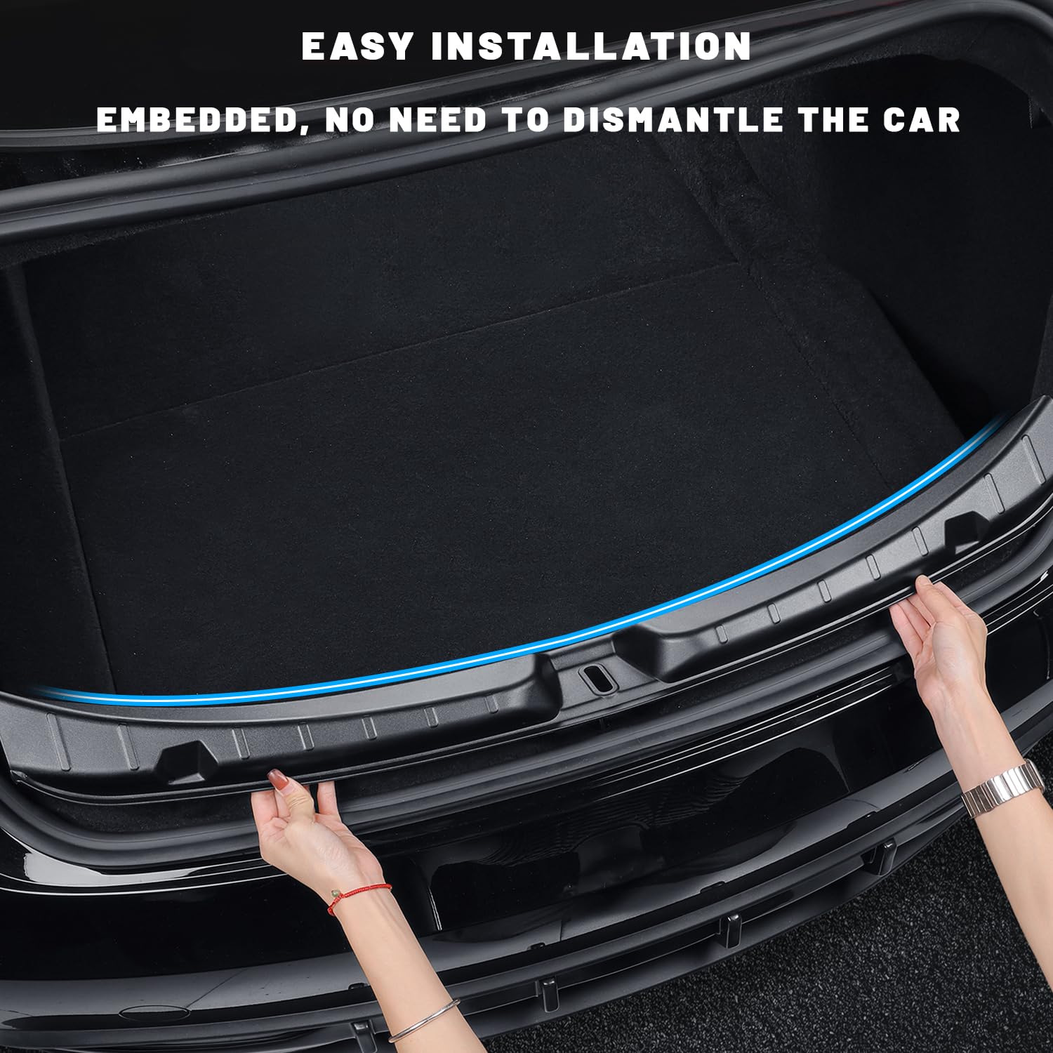 Arcoche Protector de Parachoques Trasero para Tesla Model 3 2025 2024 Highland Accesorios ABS Protector de umbral de Puerta del Maletero para Model 3 Hgihland Accesorios