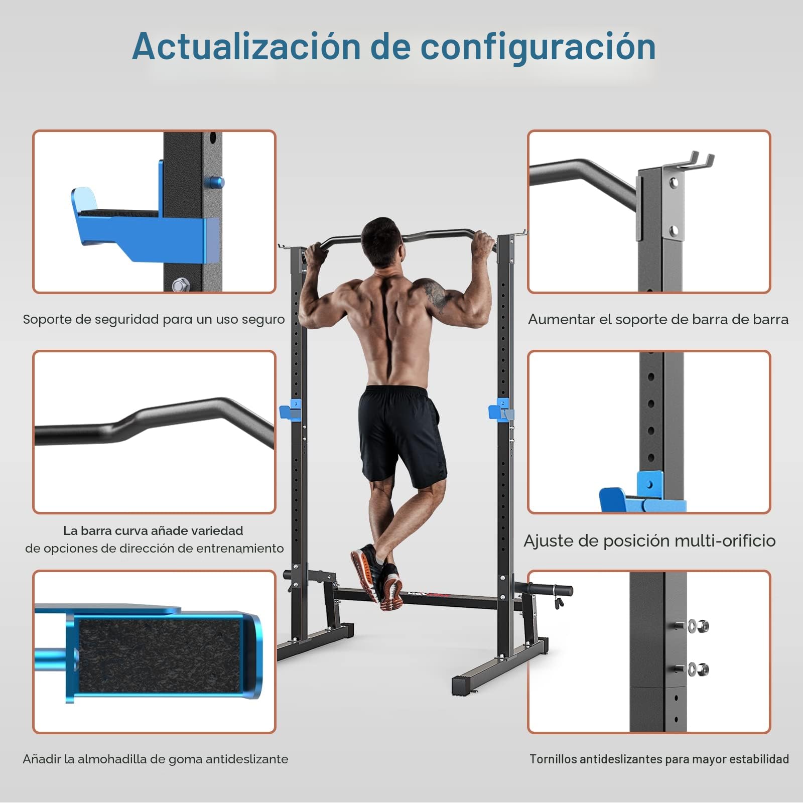 WINNOW en Cuclillas Jaula de Fuerza Ajustable de Altura, con Palanca de tracción, Gimnasio doméstico Multifuncional Torre de energía Entrenamiento de Fuerza en Cuclillas Barbacoa