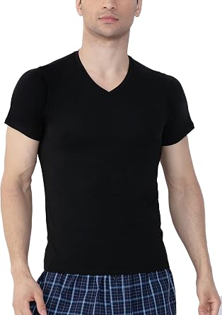 Vanever Mens V-Neck Shirt, Cotton V-Neck Shirt for Men, Pull Over Undershirt for Men Pack, Comfortable Everyday Shirt, Black, X-Large