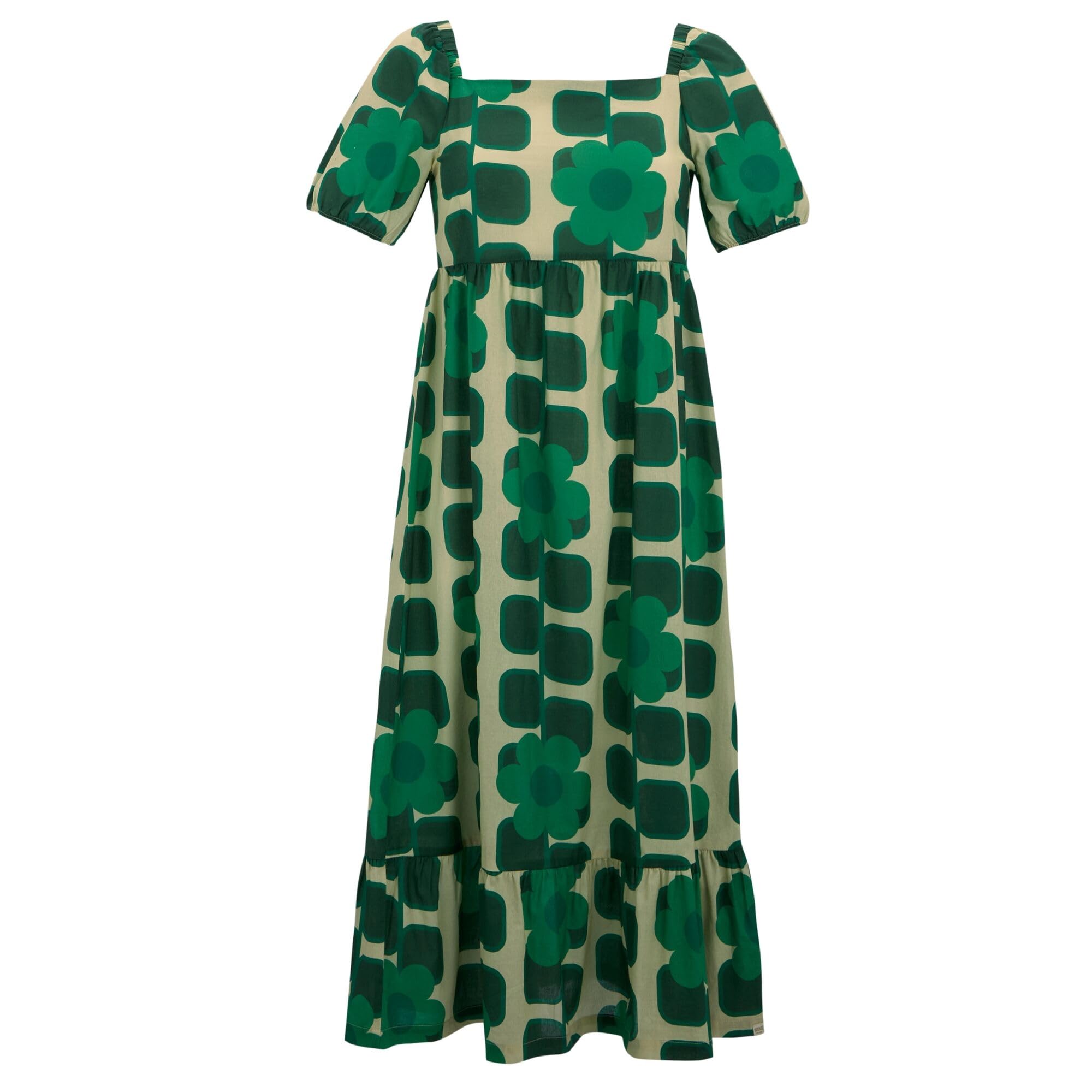 Regatta Women's Giant Square Flower Green Orla Kiely Midi Summer Dress