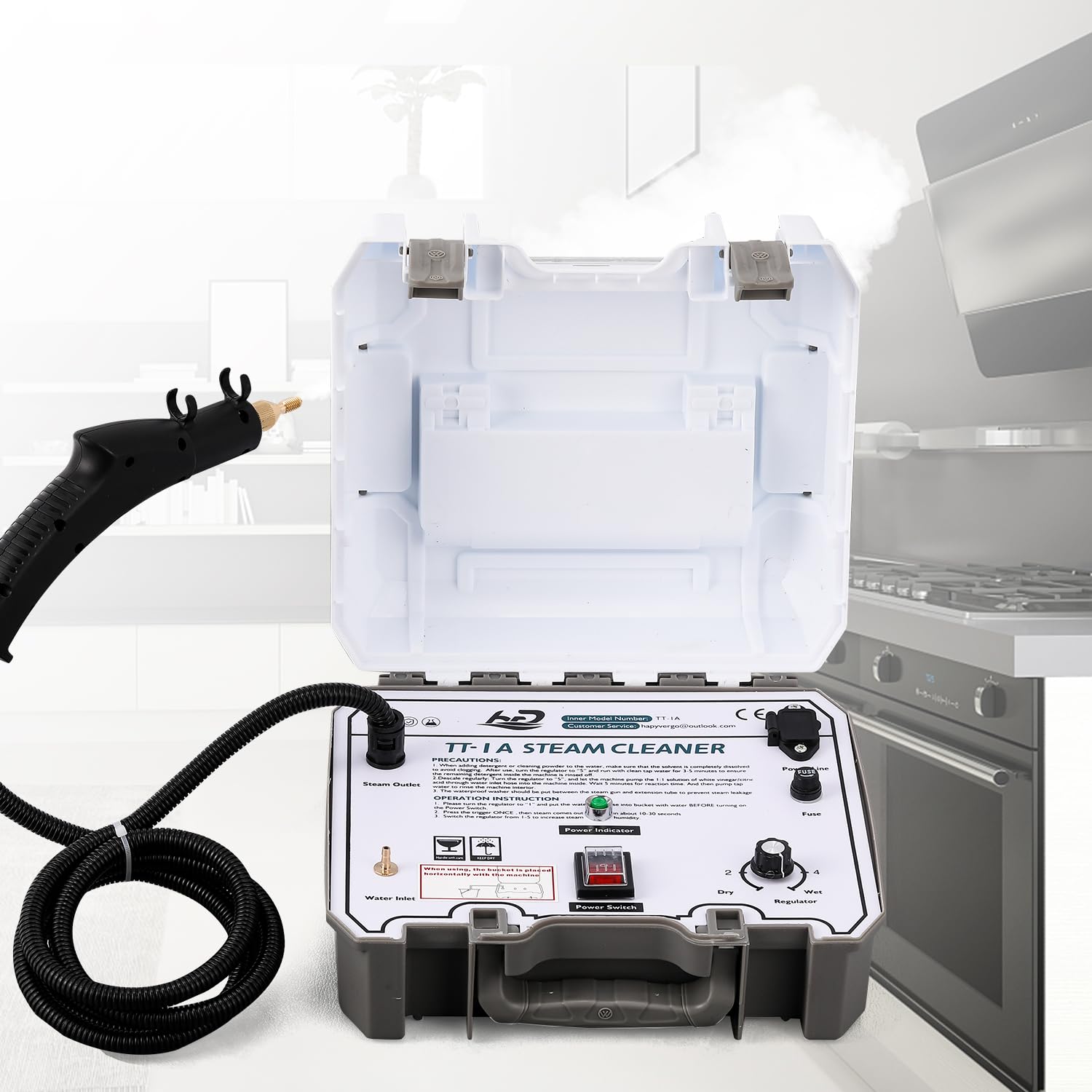 1500W High Pressure Steam Cleaner for Grout and Tile, Steamer for Cleaning Ready in 15s, 230℉ High Heat Steam Cleaning Machine for Home Bed Auto Car Detailing Kitchen Bathroom 110V