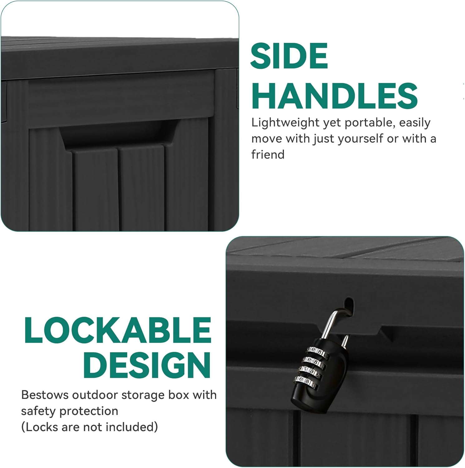 YITAHOME 72 Gallon Outdoor Storage Box w/Wheels, Resin Deck Box Indoor & Outdoor Patio Storage Box for Throw Pillows, Athletic Gear(Black)