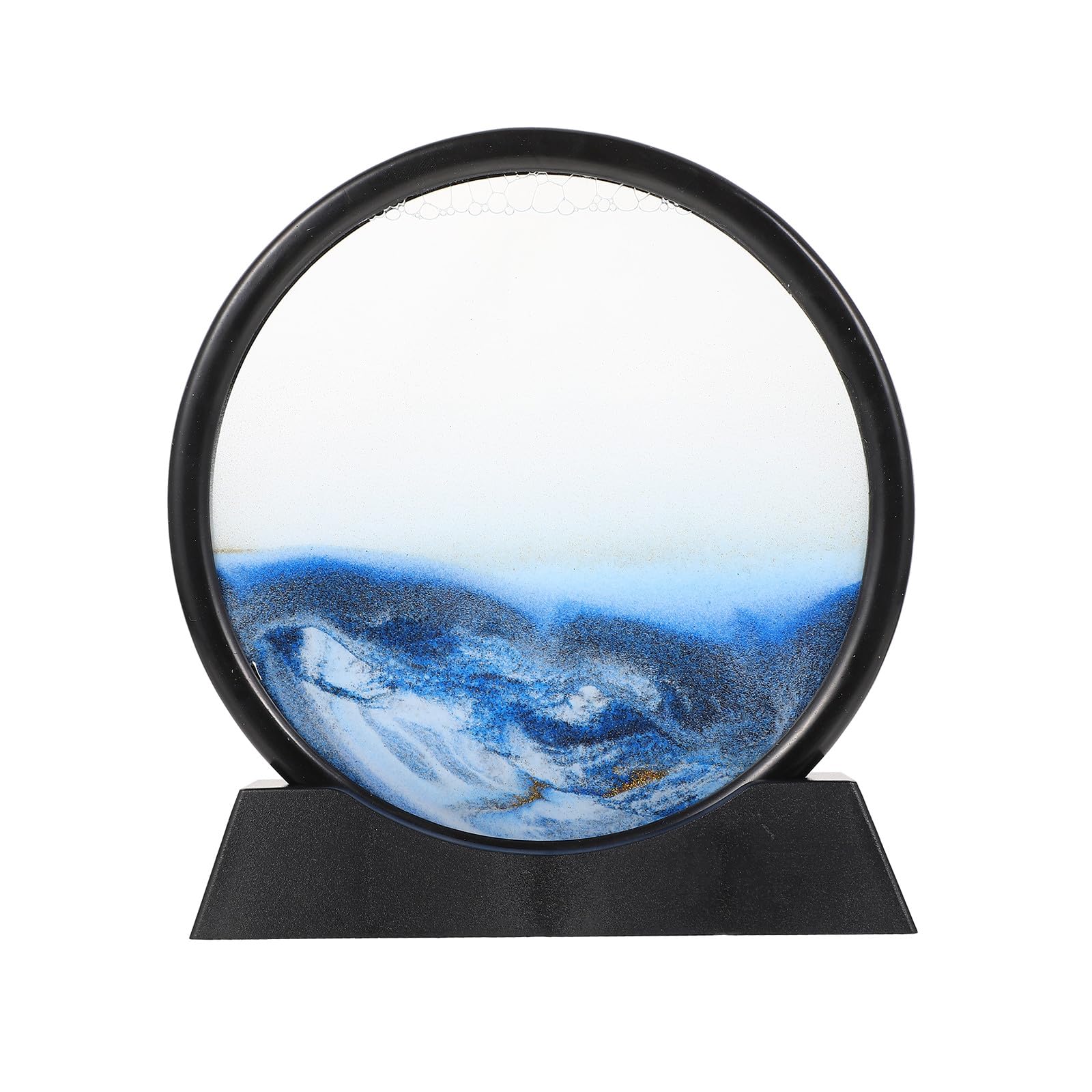 Peinture de sable mouvant 3D bleu sablier mobile rond décoration salon bureau