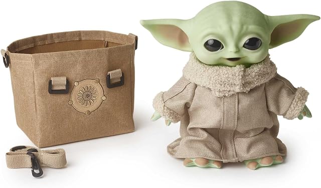 Star Wars The Child Plush 11-in Yoda Baby Figure The Mandalorian, Grogu Collectible Stuffed Character with Carrying Satchel for Movie Fans Ages 3+ - HBX33