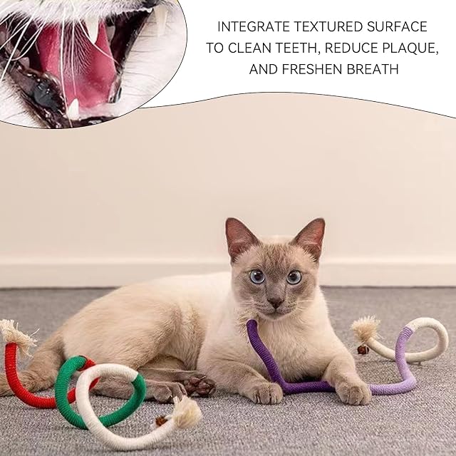 Foto 4 de 6 de CHROMACRAFT 4 Divertidos Palos para Gatos, 3 Cuerdas para Morder, Molares De Mascotas para Jugar