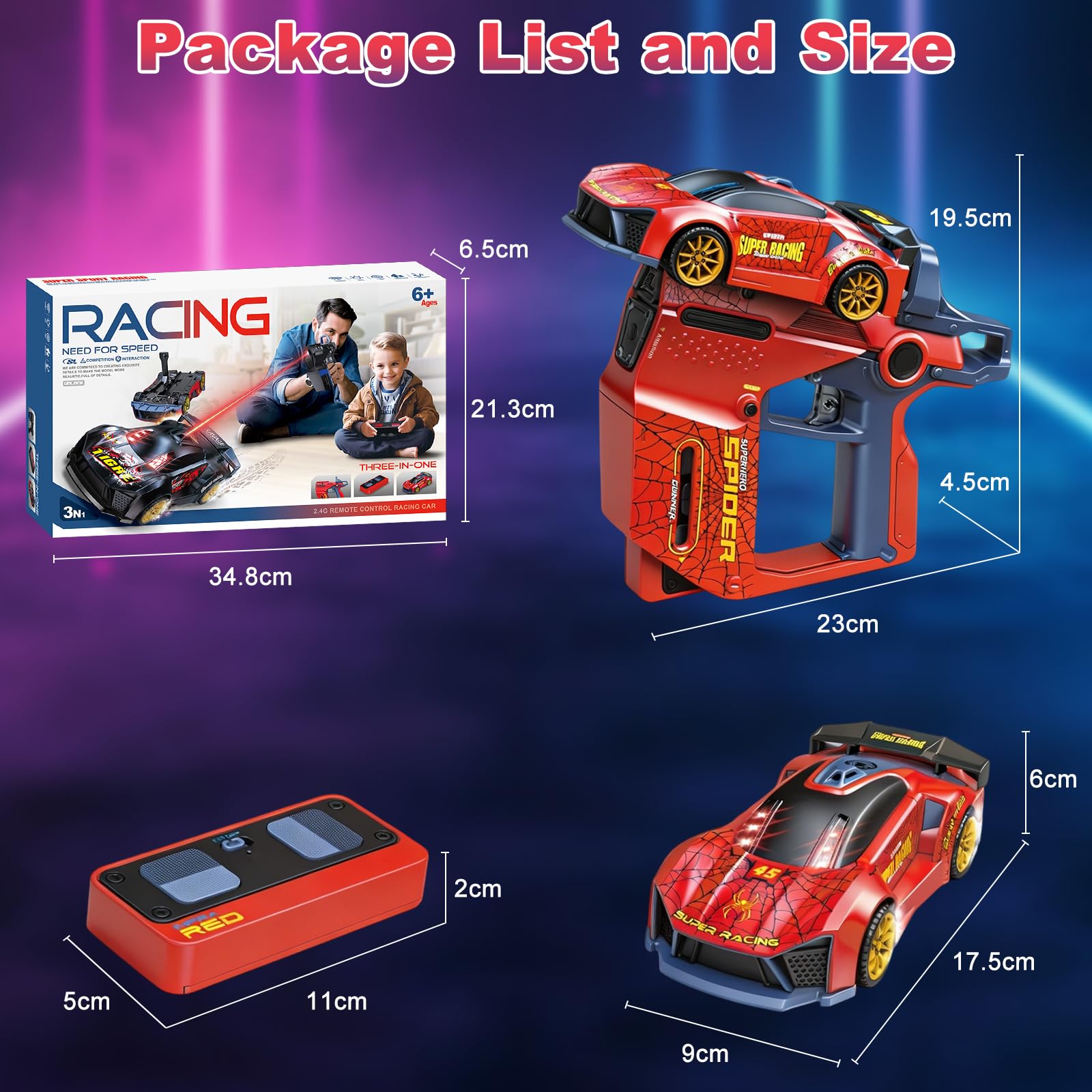 Auto telecomandata 3 in 1 con pistola a infrarossi, effetti di tiro e flip, 2,4 GHz RC Drift Car Battle Set, 2 giocatori, telecomando interattivo, regalo per bambini e bambine