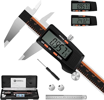 Digital Caliper, HARDELL 6 Inch Stainless Steel Caliper Measuring Tool with Large LCD Screen, Auto-Off, Inch/Millimeter Co...
