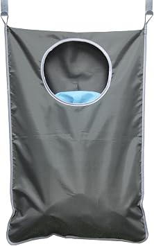Oxford Fabric Space Saving Door-Hanging Laundry Hamper Bag + 2 Stainless Steel Hooks + 2 Strong Suction Cups for Bedroom, Nursery, Dorm or Closet (Grey)