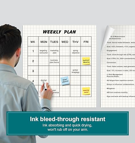 Miniatura 6 de ViVin Almohadilla de caballete adhesivo de rejilla, 25 x 30 pulgadas, papel para profesores y estudiantes, papel de caballete autoadhesivo grande