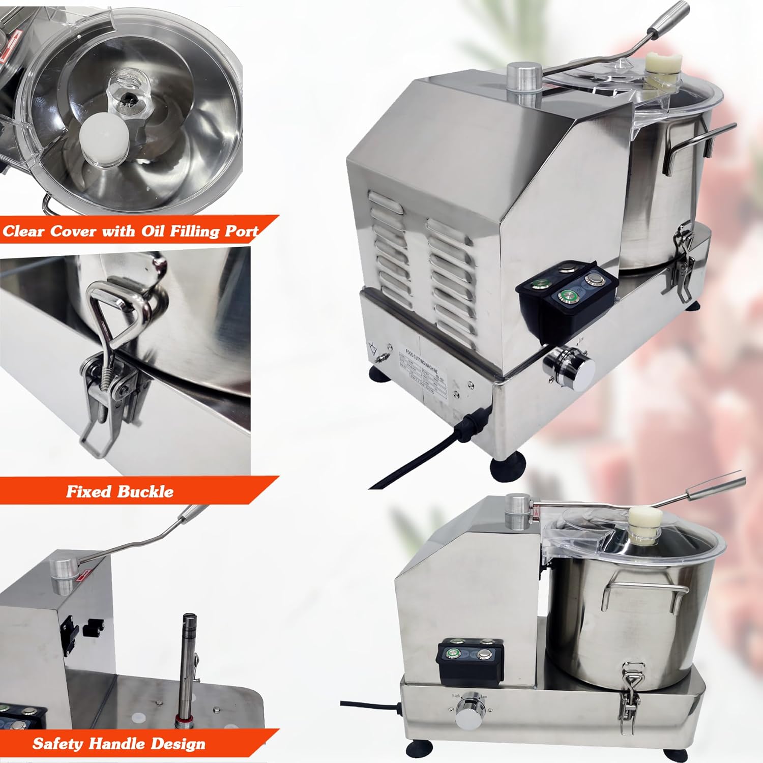 INTSUPERMAI 110V 12L Commercial Food Processor Stainless Steel Food Cutter Mixer Vegetable Blender Multi-Function Meat Mixing Grindering Chopping Machine for Meat Vegetable Fruits Peanut Grains Ice