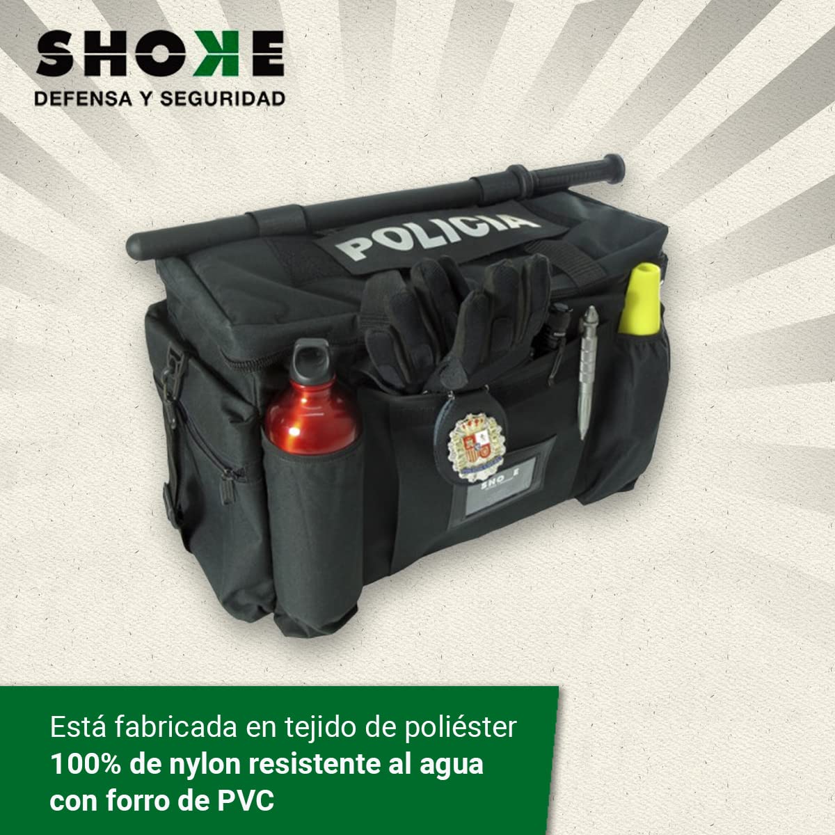 SHOKE Bolsa Impermeable Táctica - Mochila Ideal para Policias y Militares - 100% de Nylon Resistente al Agua - Macuto con Capacidad para Diversos Compartimentos