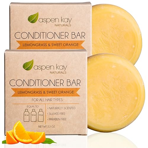 Barra acondicionadora de hierba de limón sólida y naranja dulce, natural y orgánica, para todo tipo de cabello, incluyendo encrespamiento, sin