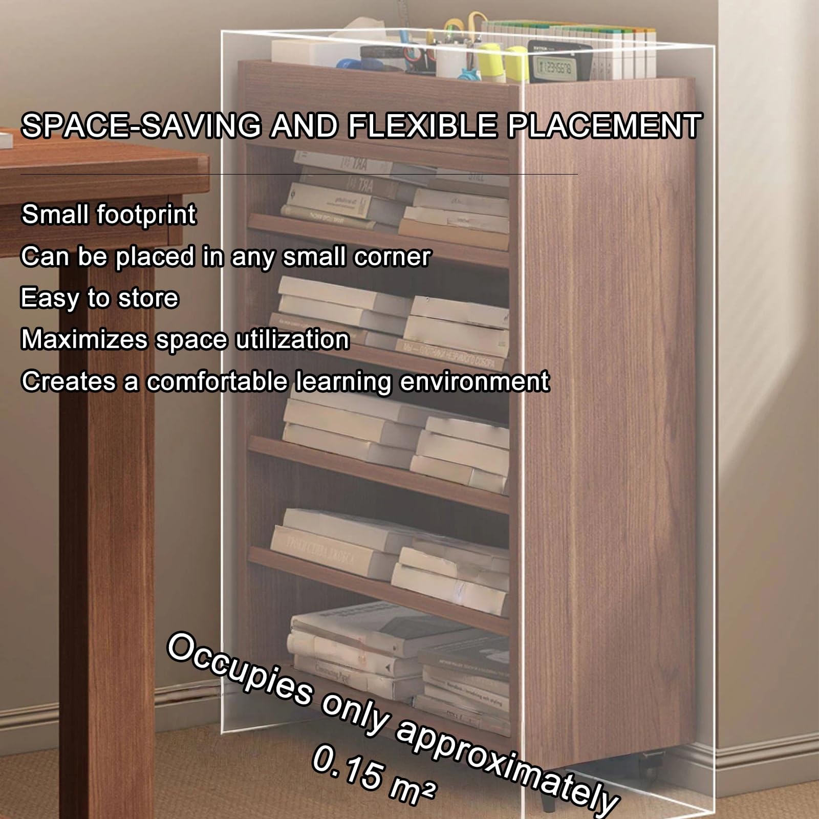 Nowoczesny żółty regał szeroko otwarty regał na książki oszczędność miejsca do przechowywania książek sypialni salonu biura - 60 x 25 x 75 cm