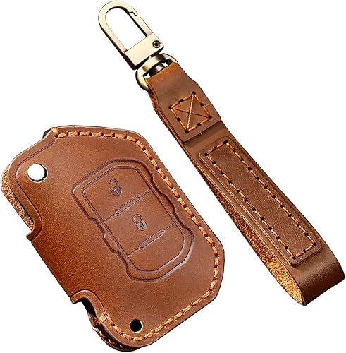 Miniatura 9 de ontto Funda de cuero para llavero de 23 botones con llavero compatible con Jeep Wrangler JL JLU Rubicon 2018-2021, color negro, Negro -