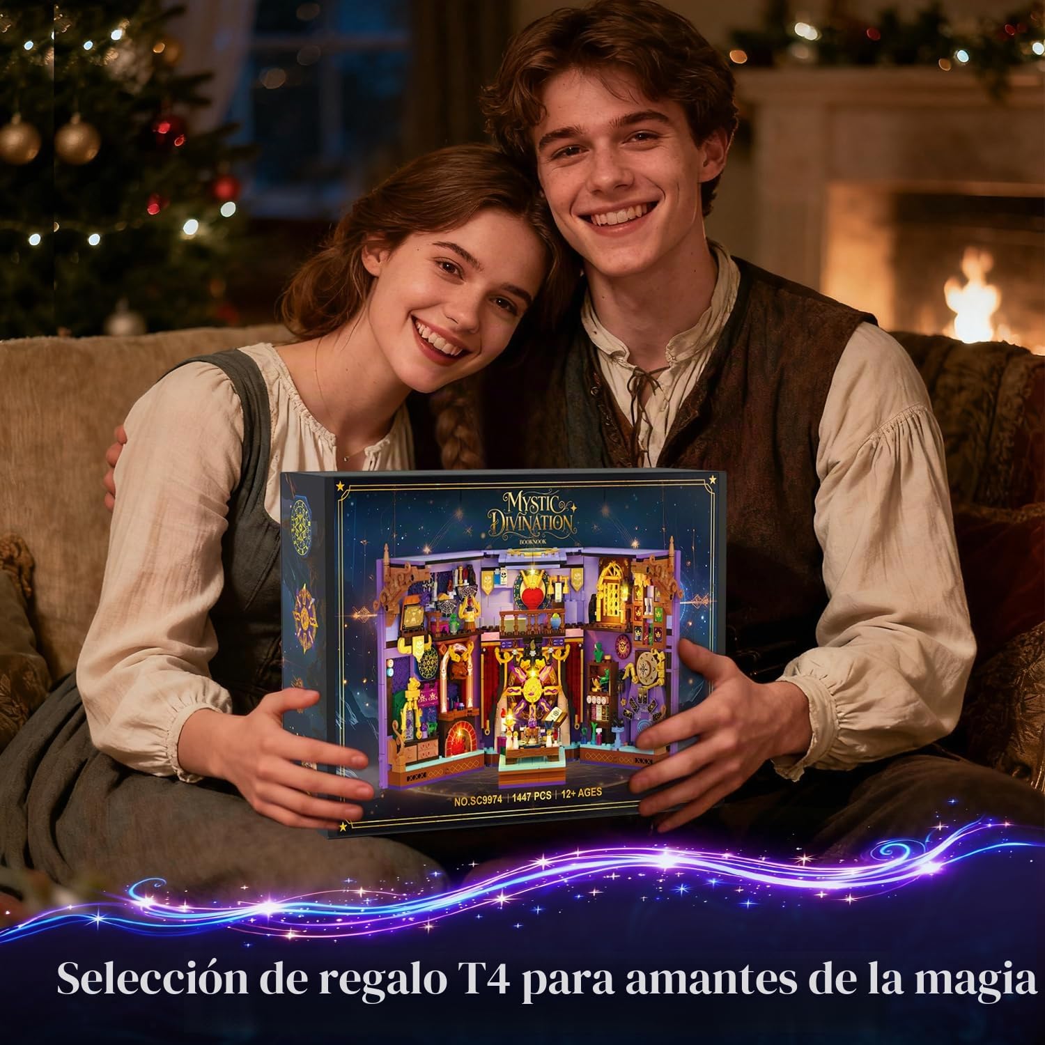 INSOON Oráculo místico libro Nook juguete de construcción con luz recargable, 1447 piezas DIY magia Booknook bloques de construcción como decoración del hogar, miniatura casa de libros, juego de