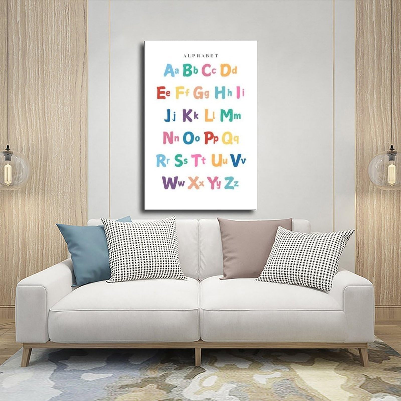 Poster éducatif sur toile avec lettres de l'alphabet arc-en-ciel - Décoration de chambre à coucher, bureau, chambre, cadeau - 50,8 x 76,2 cm (L x l)