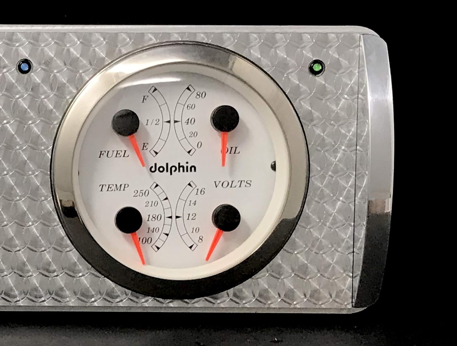 Dolphin Gauges Compatible with 1940 Ford Car - 2 Gauge Dash Panel GPS - Engine Turned - 3 3/8 White