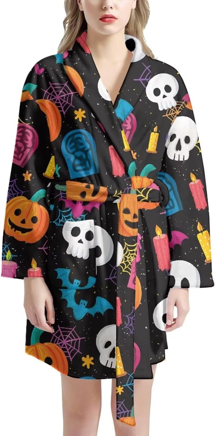 Women Sleepwear Robes Spa Robe with Belt Pockets Long Bathrobes