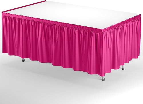 Miniatura 65 de Exquisite Falda de mesa con volantes, color marrón, paquete de 2 faldas de mesa de 14 pies de largo para mesas rectangulares de 6 pies o faldas
