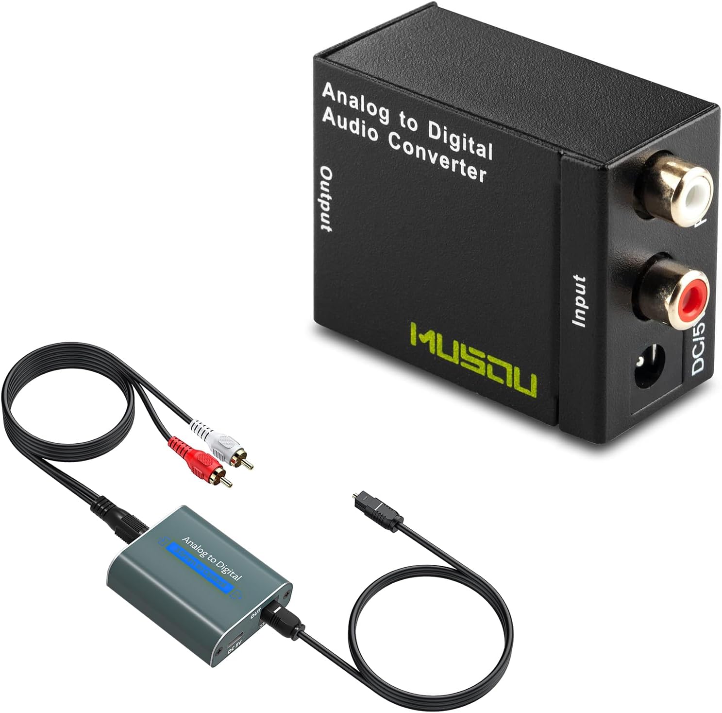 RCA Analog to Digital Audio Converter and 3.5mm to Optical Audio Adapter
