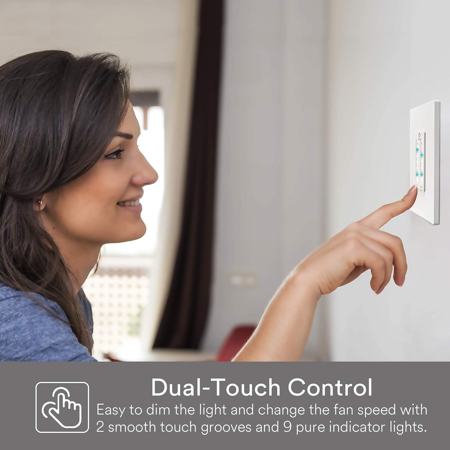 Smart Fan Control, Lumary Wi-Fi 4 Speed Ceiling Fan Wall Control with Light Dimmer Switch Work with Alexa & Google Assistant, Neutral Wire Needed, NO Hub Required