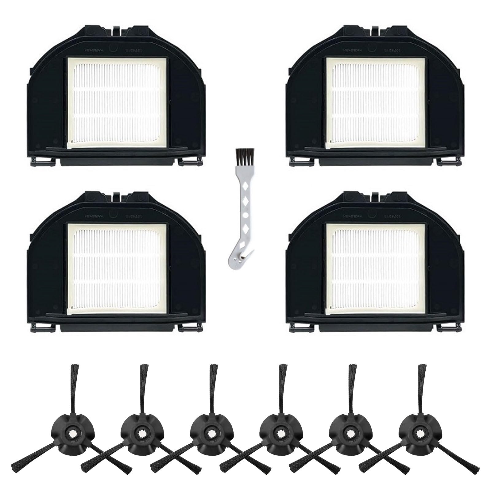 SaferCCTV Replacement Parts Compatible with Shark Sweeper Shark RV2310 RV2310AE RV2310 Matrix Robot Vacuum Cleaner, 6 Side Brushes, 4 HEPA Filters, 1 Cleaning Brush