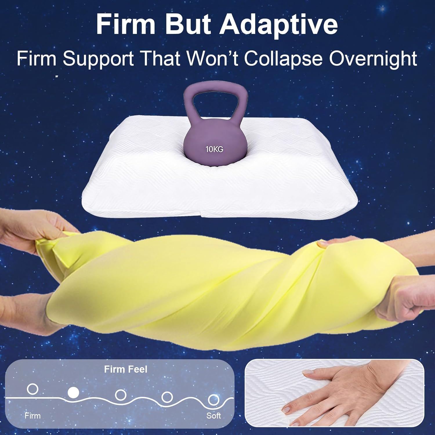 6.3'' High Loft Memory Foam Pillow for Side Sleepers, Extra Thick Firm Pillow for Broad Shoulders & Large Frames, Designed to Stay Elevated, High Profile Pillow with Washable Cover