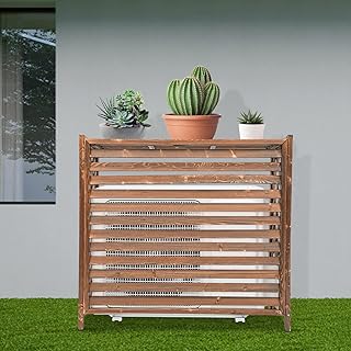 Conditioner Fence Screen Fir Wood Privacy Fence Panels for Outdoor Use, 39.37" Wx16.92 Lx37 H Freestanding Air Conditioner Enclosure for Air Conditioner Privacy and Outdoor Screening