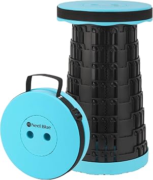 Trimming Shop Telescopic Folding Stool Portable Seat 440lbs, Blue