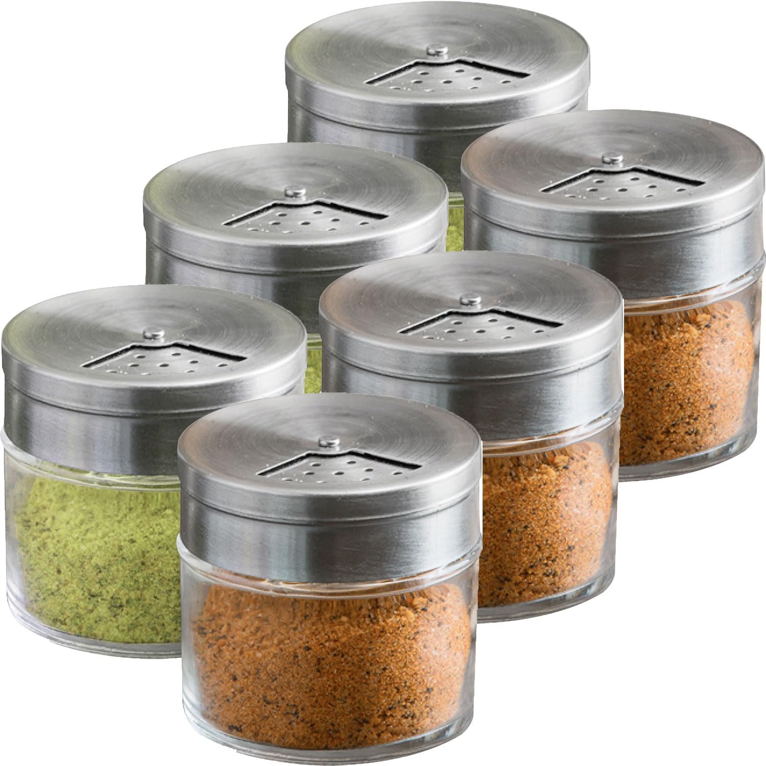 6-Pack 1.5oz Glass Spice Seasonings Shaker With Adjustable Lid