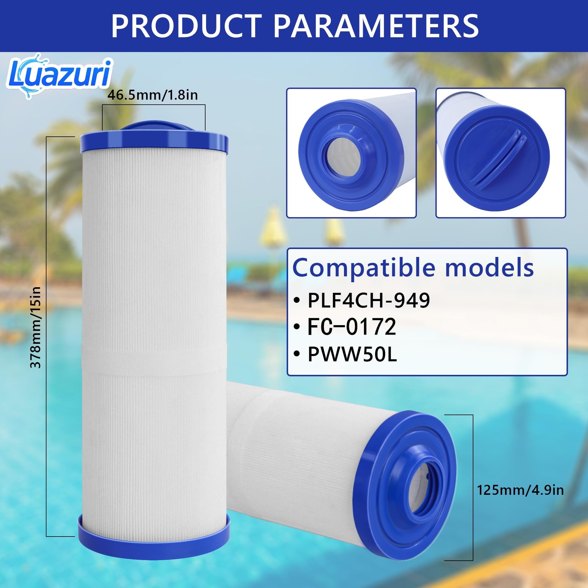 Filtro de spa compatible con 4CH-949, PWW50L, FC-0172, SD-01143, 817-4050,50 pies cuadrados. Cartucho de filtro para jacuzzis. (Blanco*2)